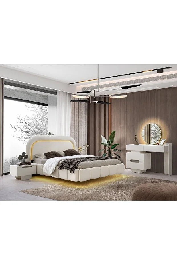 KUMSAL MDF BAZALI KARYOLA VE BAŞLIK 160x200